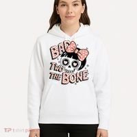 Bad Two The Bone Cute Skull Girl With Bow Halloween  Hoodie thumb 5