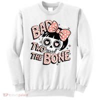 Bad Two The Bone Cute Skull Girl With Bow Halloween  Sweatshirt thumb 0