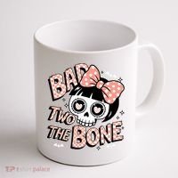 Bad Two The Bone Cute Skull Girl With Bow Halloween  Coffee Mug thumb 1