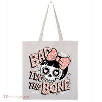 Bad Two The Bone Cute Skull Girl With Bow Halloween  Tote Bag thumb 0