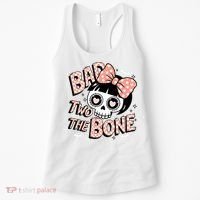 Bad Two The Bone Cute Skull Girl With Bow Halloween  Women's Tank Top thumb 0