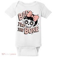 Bad Two The Bone Cute Skull Girl With Bow Halloween  Baby Bodysuit thumb 0