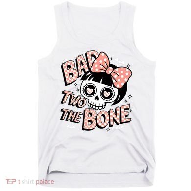 Bad Two The Bone Cute Skull Girl With Bow Halloween  Tank Top