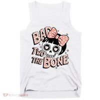 Bad Two The Bone Cute Skull Girl With Bow Halloween  Tank Top thumb 0
