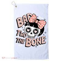 Bad Two The Bone Cute Skull Girl With Bow Halloween  Golf Towel thumb 0