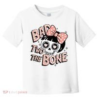 Bad Two The Bone Cute Skull Girl With Bow Halloween  Toddler T-Shirt thumb 0