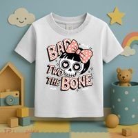 Bad Two The Bone Cute Skull Girl With Bow Halloween  Toddler T-Shirt thumb 3