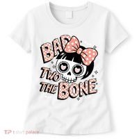 Bad Two The Bone Cute Skull Girl With Bow Halloween  Women's T-Shirt thumb 0