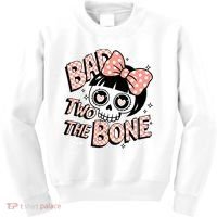 Bad Two The Bone Cute Skull Girl With Bow Halloween  Kids Sweatshirt thumb 0