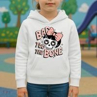Bad Two The Bone Cute Skull Girl With Bow Halloween  Kids Hoodie thumb 3