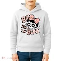 Bad Two The Bone Cute Skull Girl With Bow Halloween  Kids Hoodie thumb 4