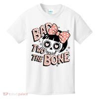 Bad Two The Bone Cute Skull Girl With Bow Halloween  Kids T-Shirt thumb 0