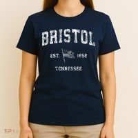 Bristol Tennessee Tn Vintage Us Flag Sports T-Shirt thumb 4
