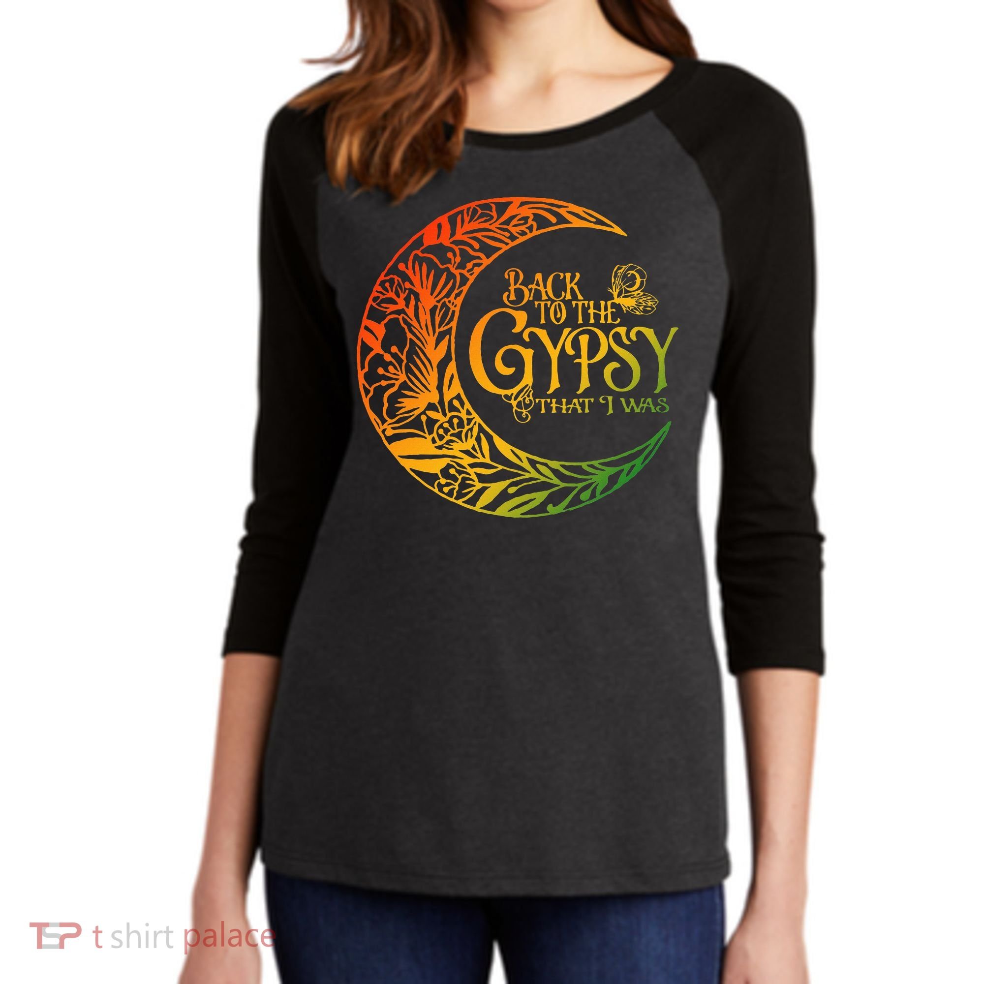 Back To The Gypsy That I Was Apparel Women's Tri-Blend 3/4-Sleeve Raglan Shirt