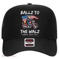 Ballz To The Walz Cat Motorcycle Liberal Vote Kamala Harris Hat thumb 0