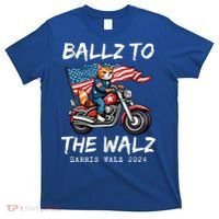 Ballz To The Walz Cat Motorcycle Liberal Vote Kamala Harris T-Shirt thumb 0