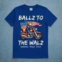 Ballz To The Walz Cat Motorcycle Liberal Vote Kamala Harris T-Shirt thumb 5