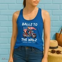 Ballz To The Walz Cat Motorcycle Liberal Vote Kamala Harris Women's Tank Top thumb 2