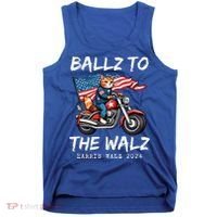 Ballz To The Walz Cat Motorcycle Liberal Vote Kamala Harris Tank Top thumb 0
