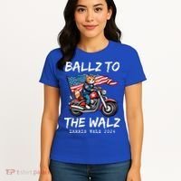 Ballz To The Walz Cat Motorcycle Liberal Vote Kamala Harris Women's T-Shirt thumb 4