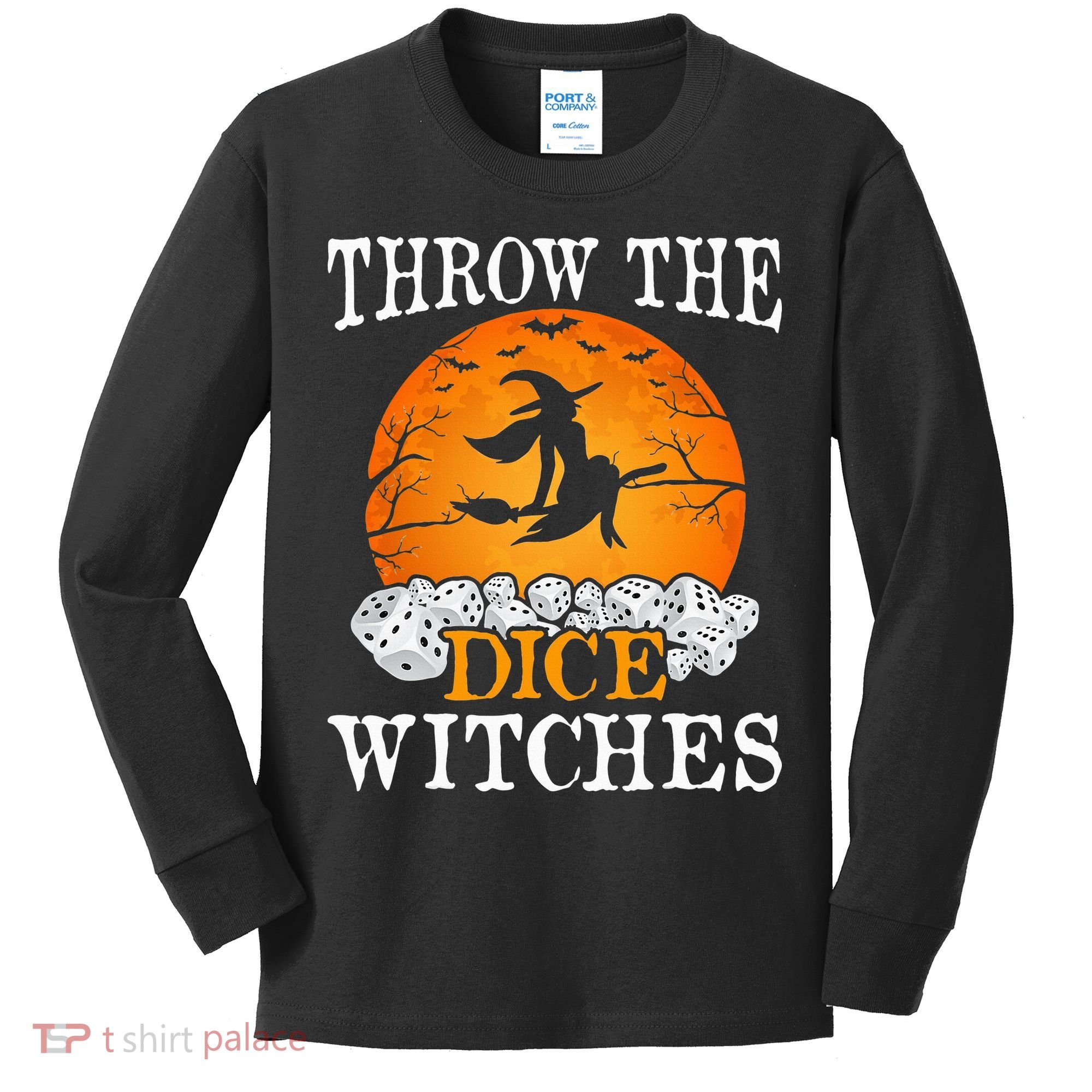 Bunco Throw the Dice Witches Bunco Game Lover Halloween Kids Long Sleeve Shirt