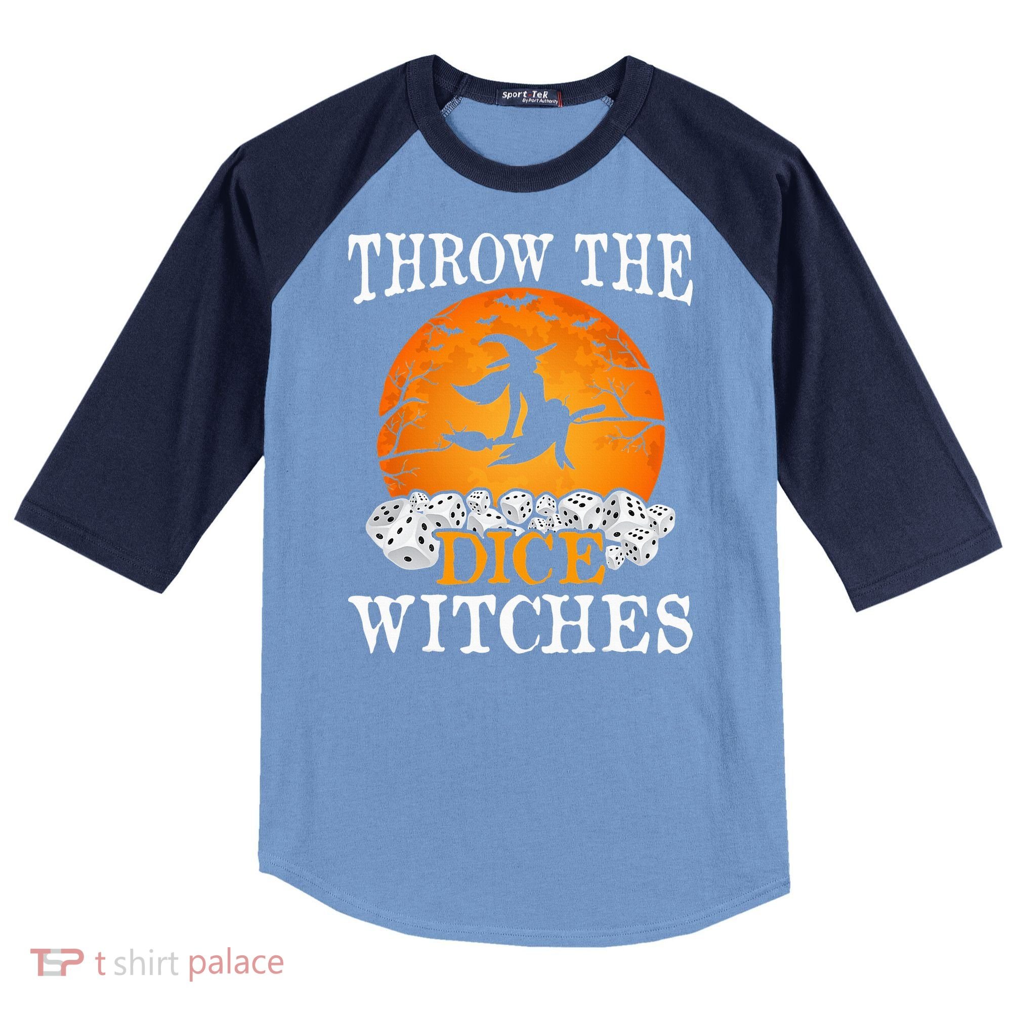 Bunco Throw the Dice Witches Bunco Game Lover Halloween Raglan Baseball Sleeve Shirt