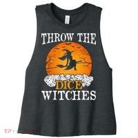 Bunco Throw the Dice Witches Bunco Game Lover Halloween Women's Racerback Cropped Tank thumb 0