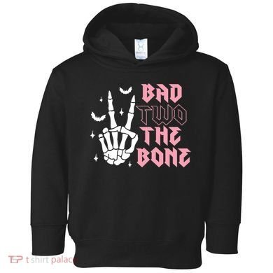 Bad Two The Bone Birthday 2nd 2 Years Old Birthday Toddler Hoodie