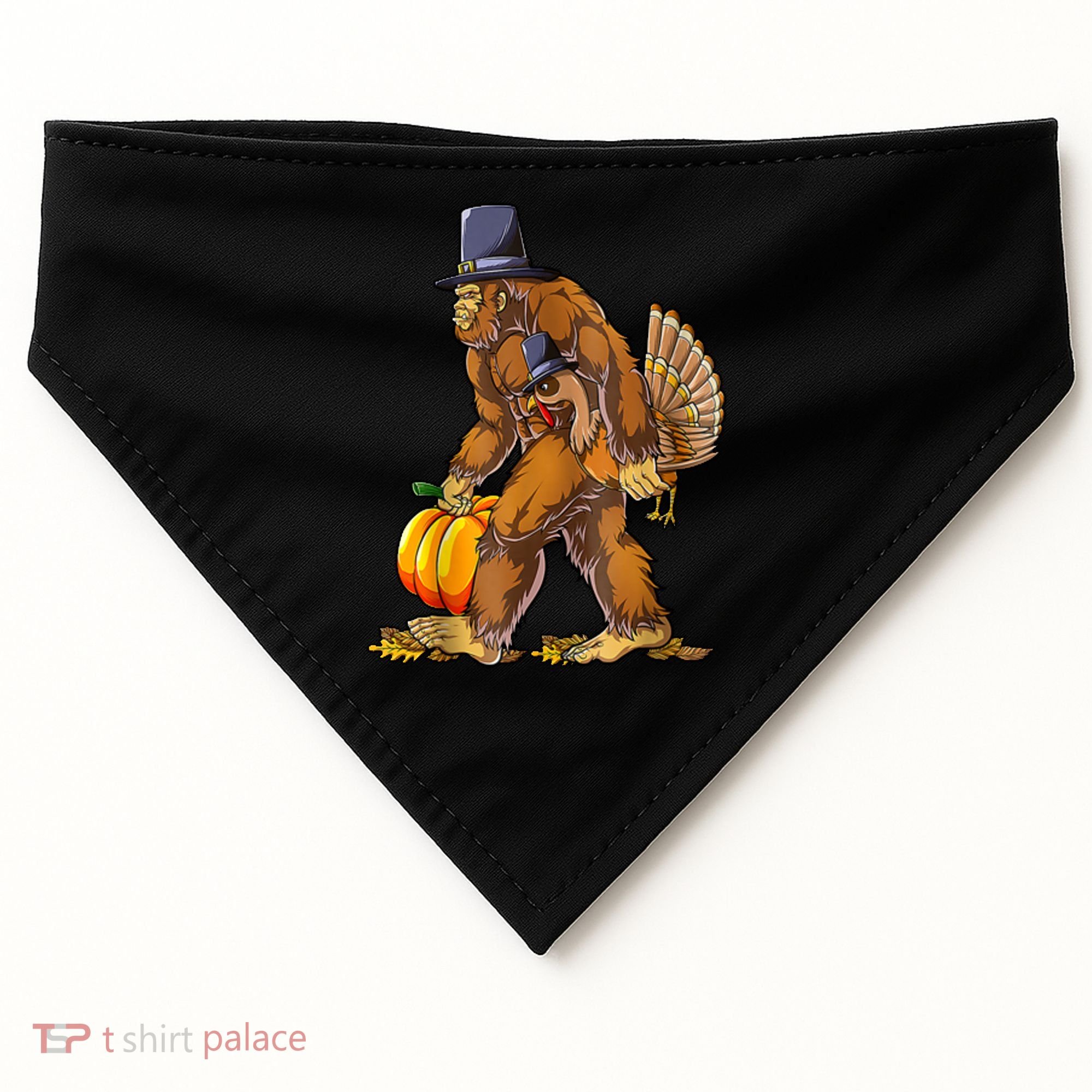 Bigfoot Turkey Thanksgiving Funny Holiday USA-Made Doggie Bandana