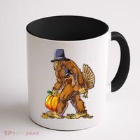 Bigfoot Turkey Thanksgiving Funny Holiday Coffee Mug thumb 1