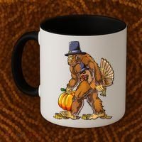 Bigfoot Turkey Thanksgiving Funny Holiday Coffee Mug thumb 2