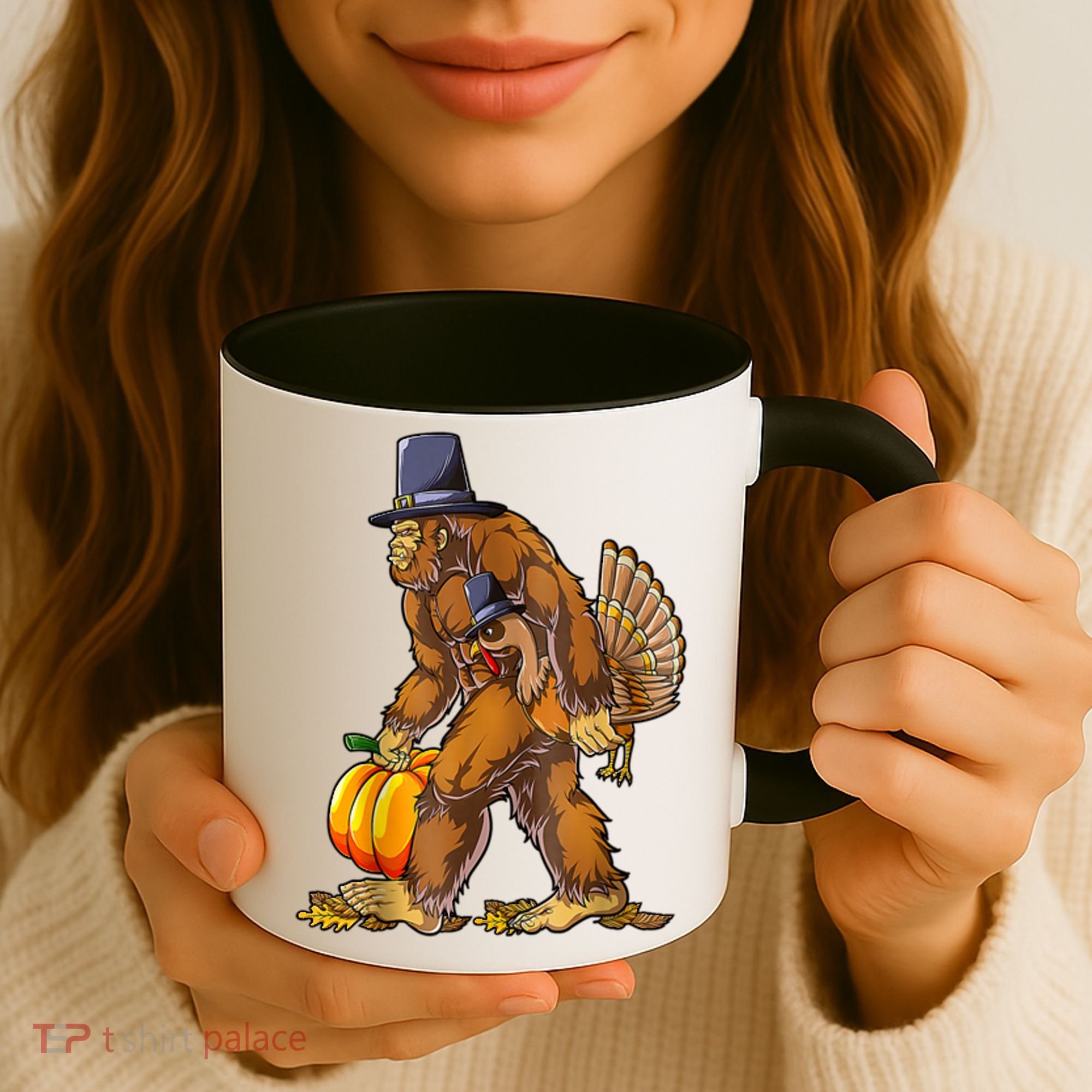 Bigfoot Turkey Thanksgiving Funny Holiday Coffee Mug