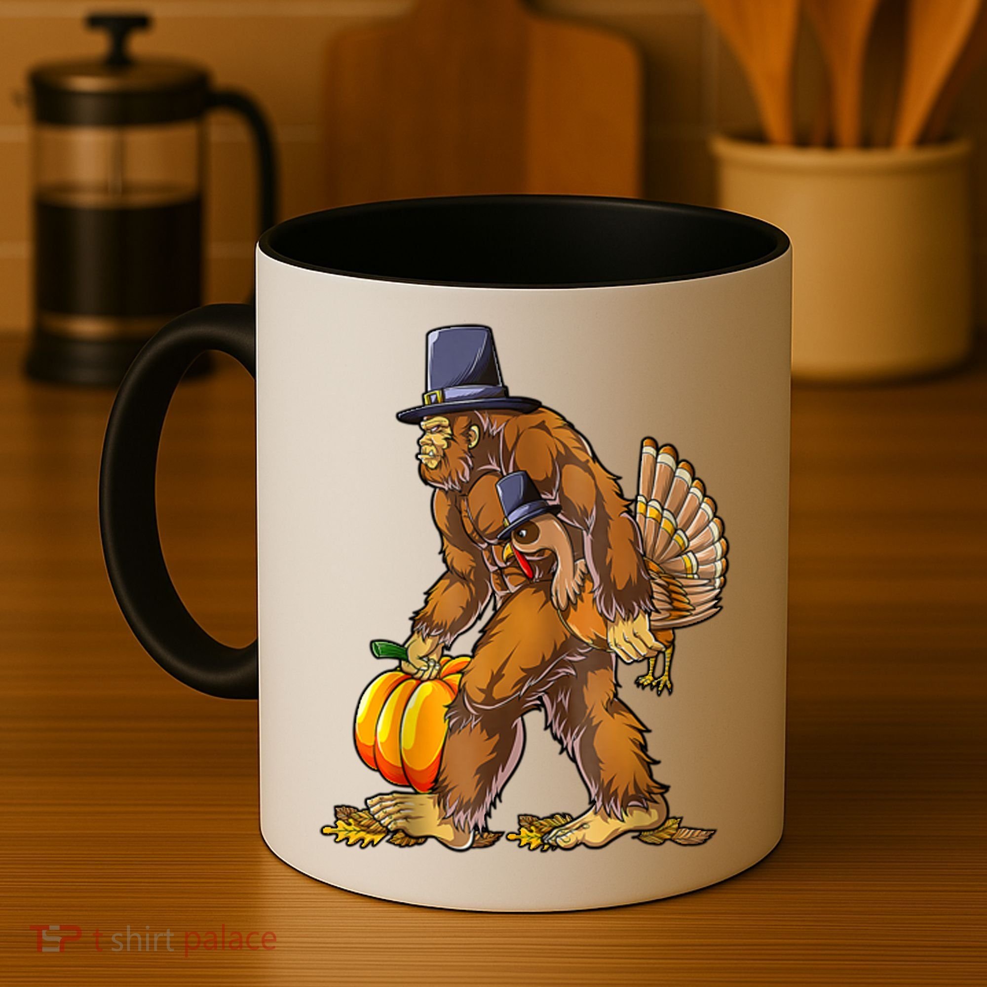 Bigfoot Turkey Thanksgiving Funny Holiday Coffee Mug