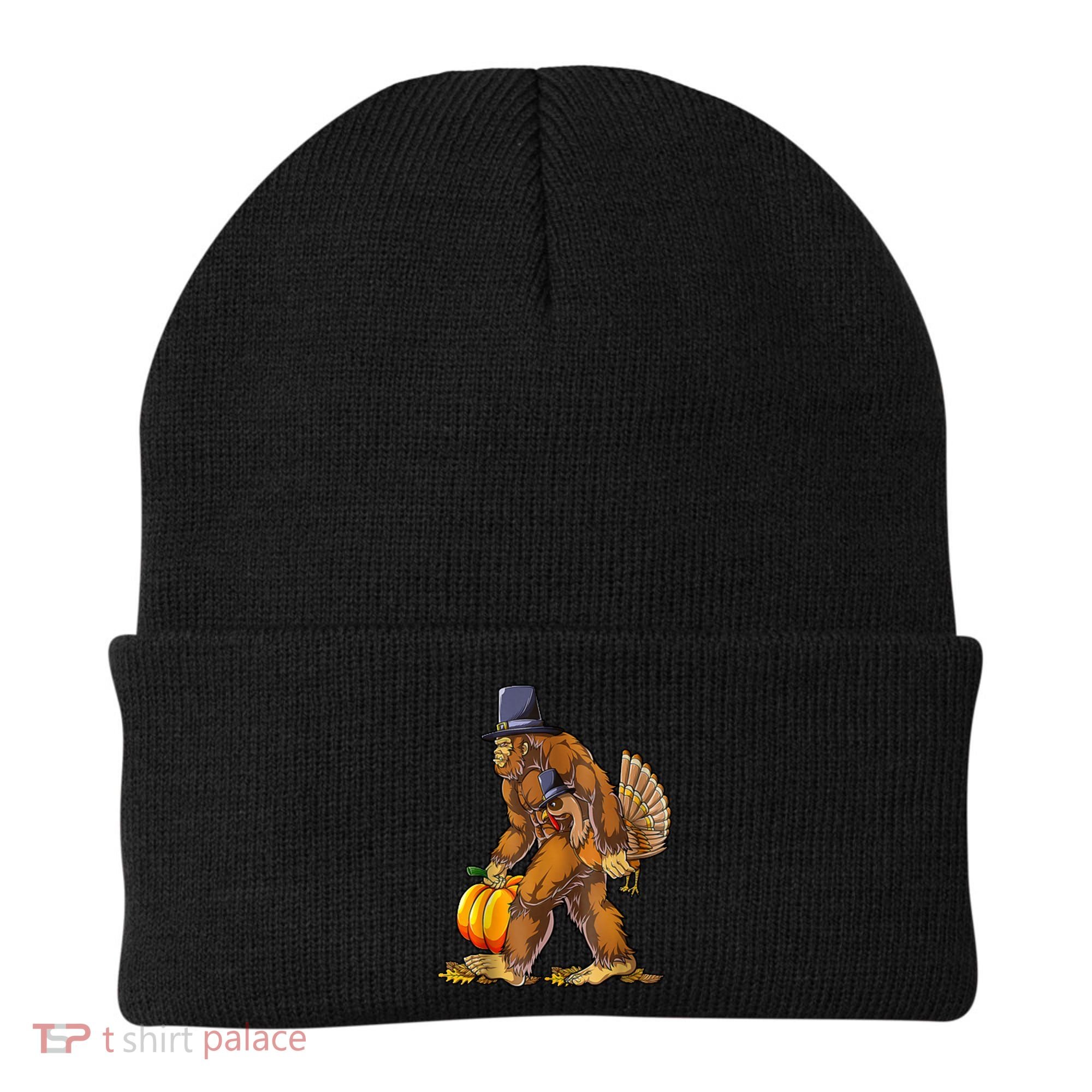 Bigfoot Turkey Thanksgiving Funny Holiday Beanie