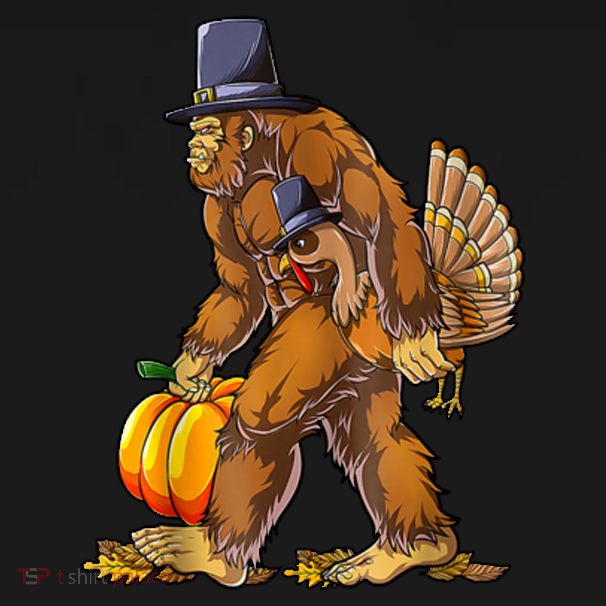 Bigfoot Turkey Thanksgiving Funny Holiday Coaster