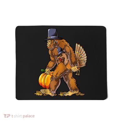 Bigfoot Turkey Thanksgiving Funny Holiday Mousepad