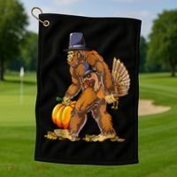 Bigfoot Turkey Thanksgiving Funny Holiday Golf Towel thumb 1