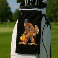 Bigfoot Turkey Thanksgiving Funny Holiday Golf Towel thumb 2