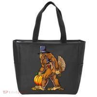 Bigfoot Turkey Thanksgiving Funny Holiday Tote Bag thumb 0