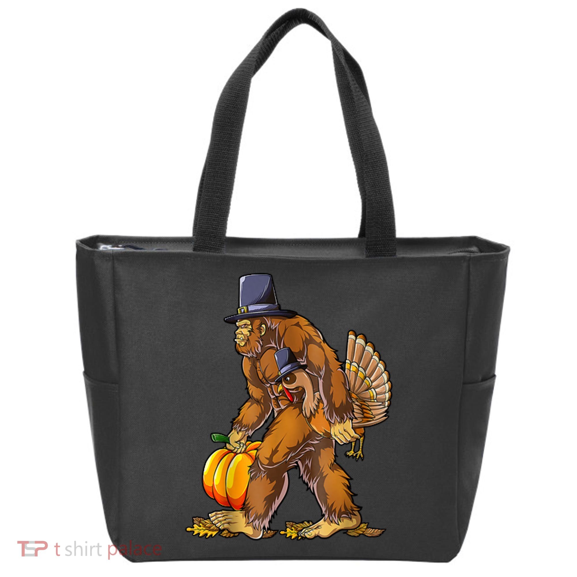 Bigfoot Turkey Thanksgiving Funny Holiday Tote Bag