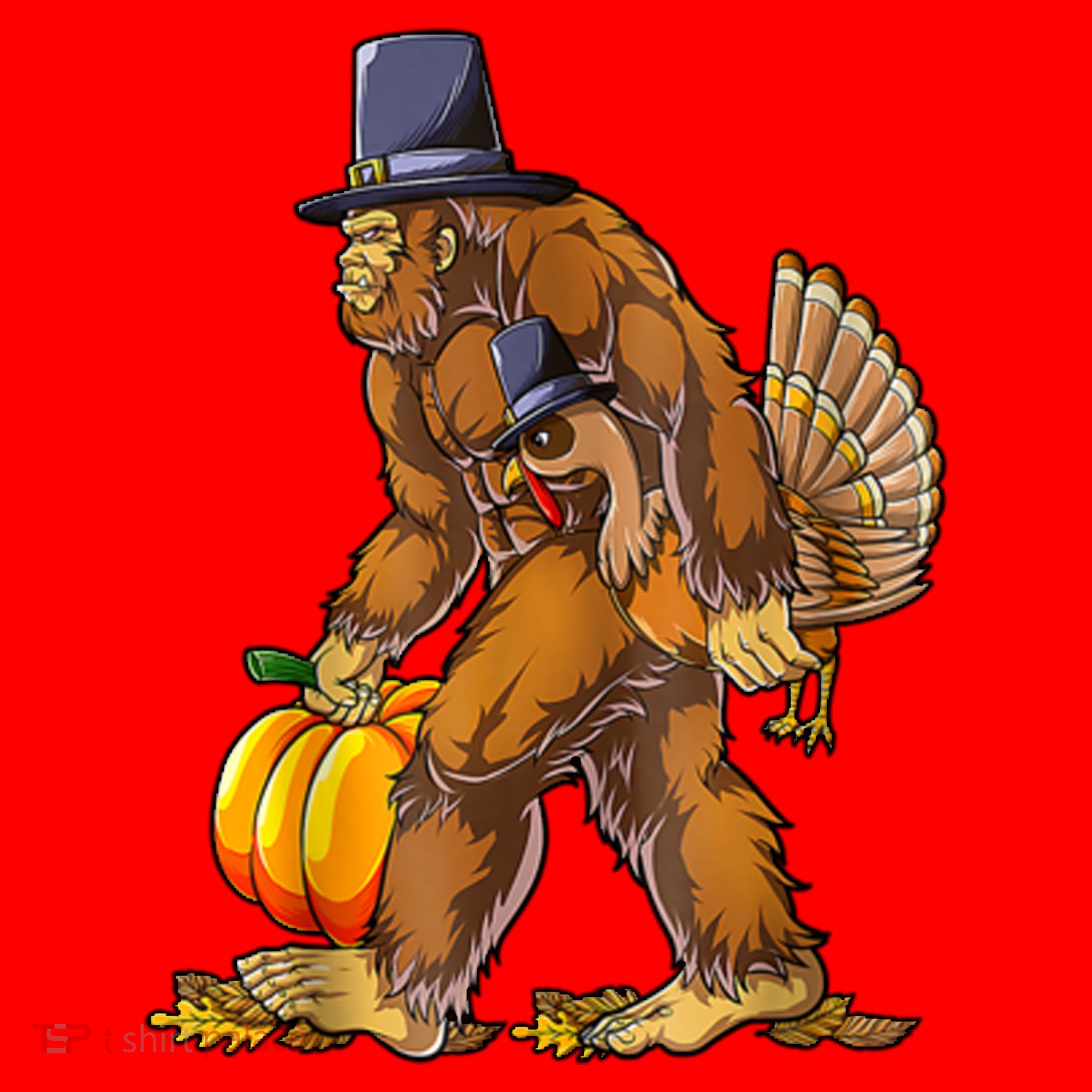 Bigfoot Turkey Thanksgiving Funny Holiday Santa Hat