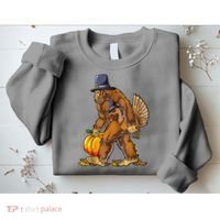 Bigfoot Turkey Thanksgiving Funny Holiday Sweatshirt thumb 2