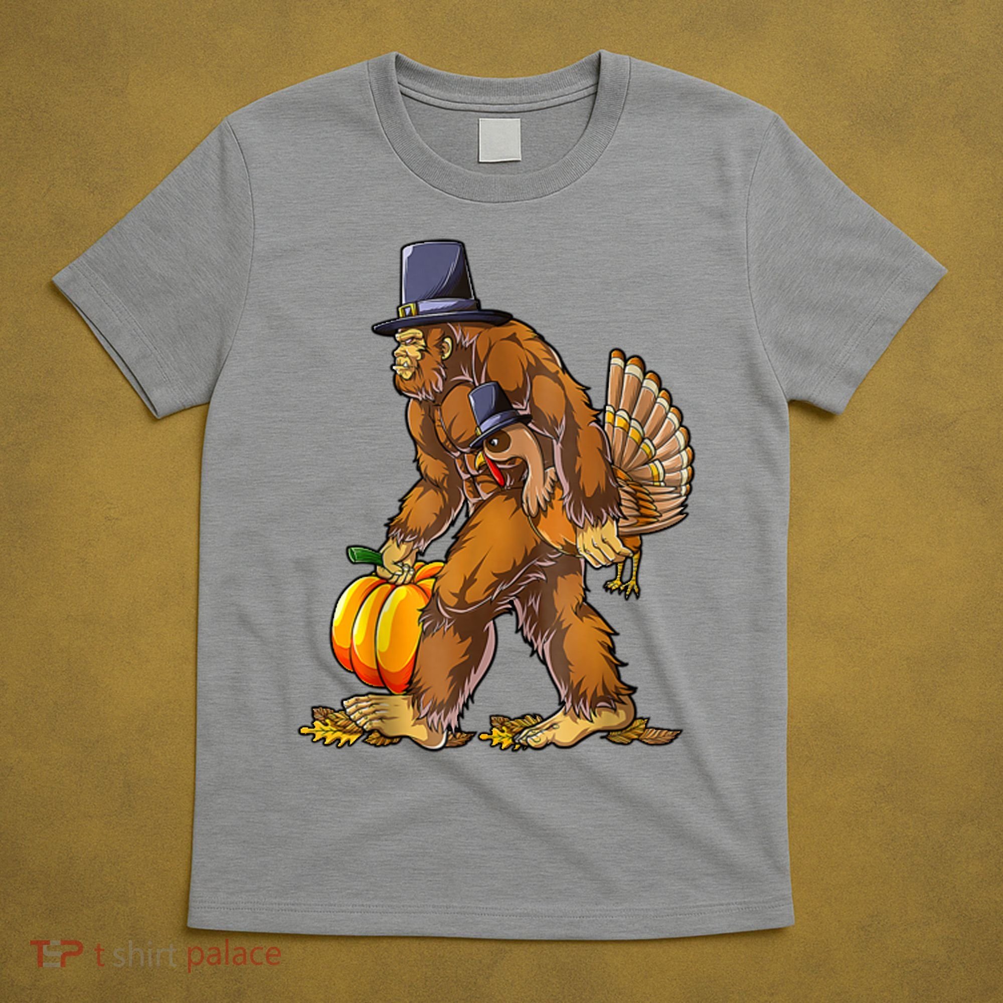 Bigfoot Turkey Thanksgiving Funny Holiday T-Shirt