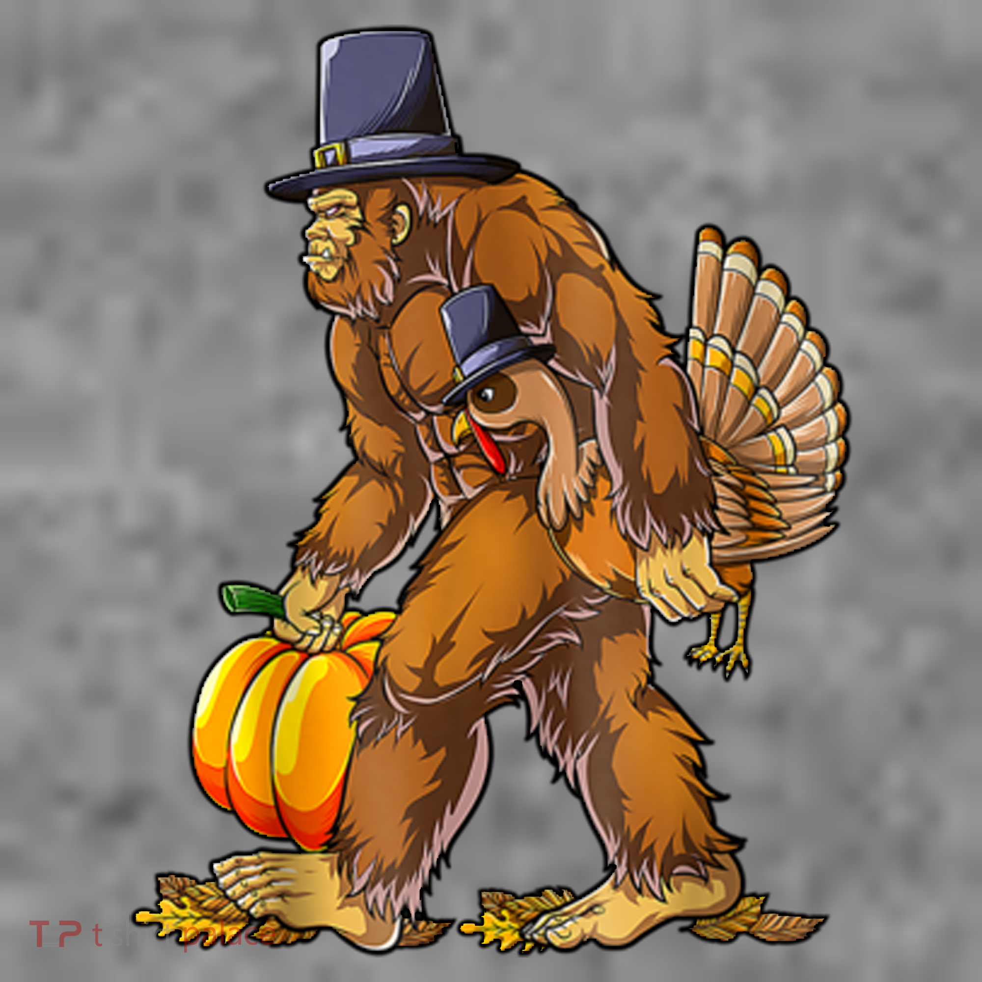 Bigfoot Turkey Thanksgiving Funny Holiday Women's Hoodie