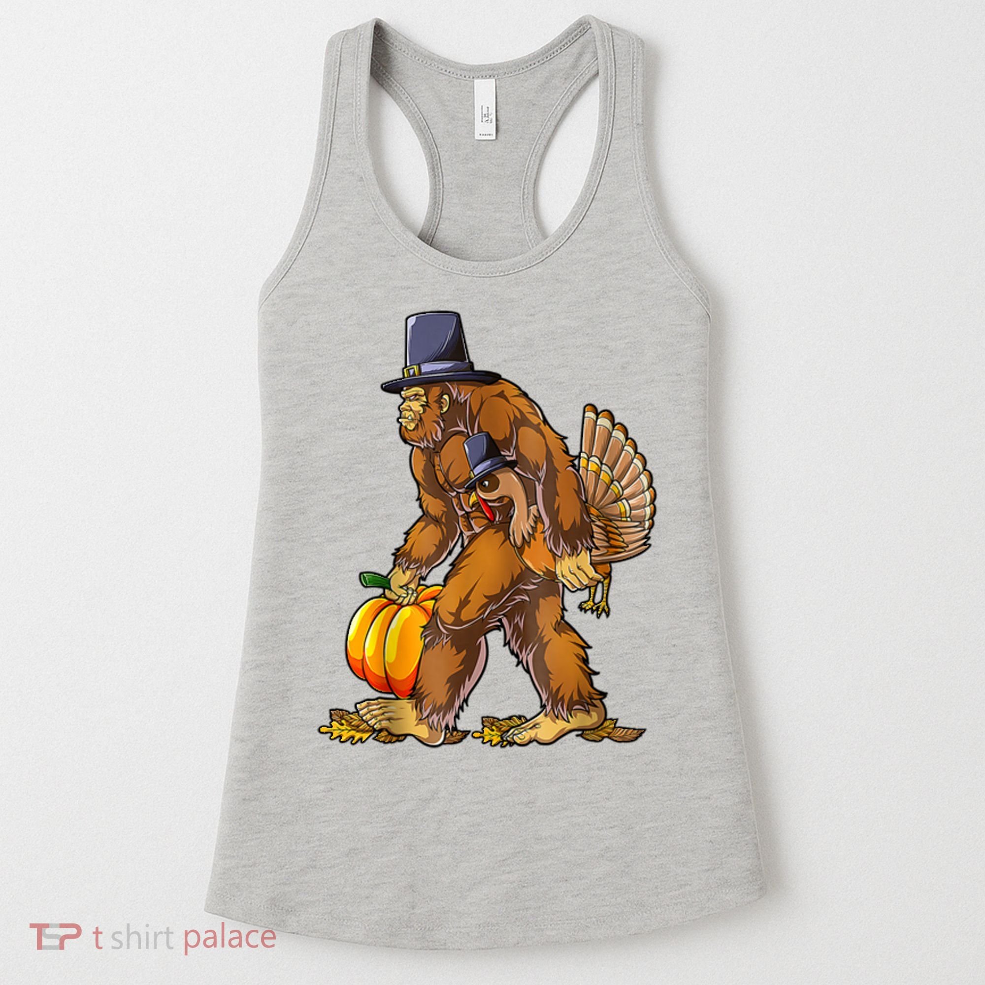 Bigfoot Turkey Thanksgiving Funny Holiday Women's Tank Top