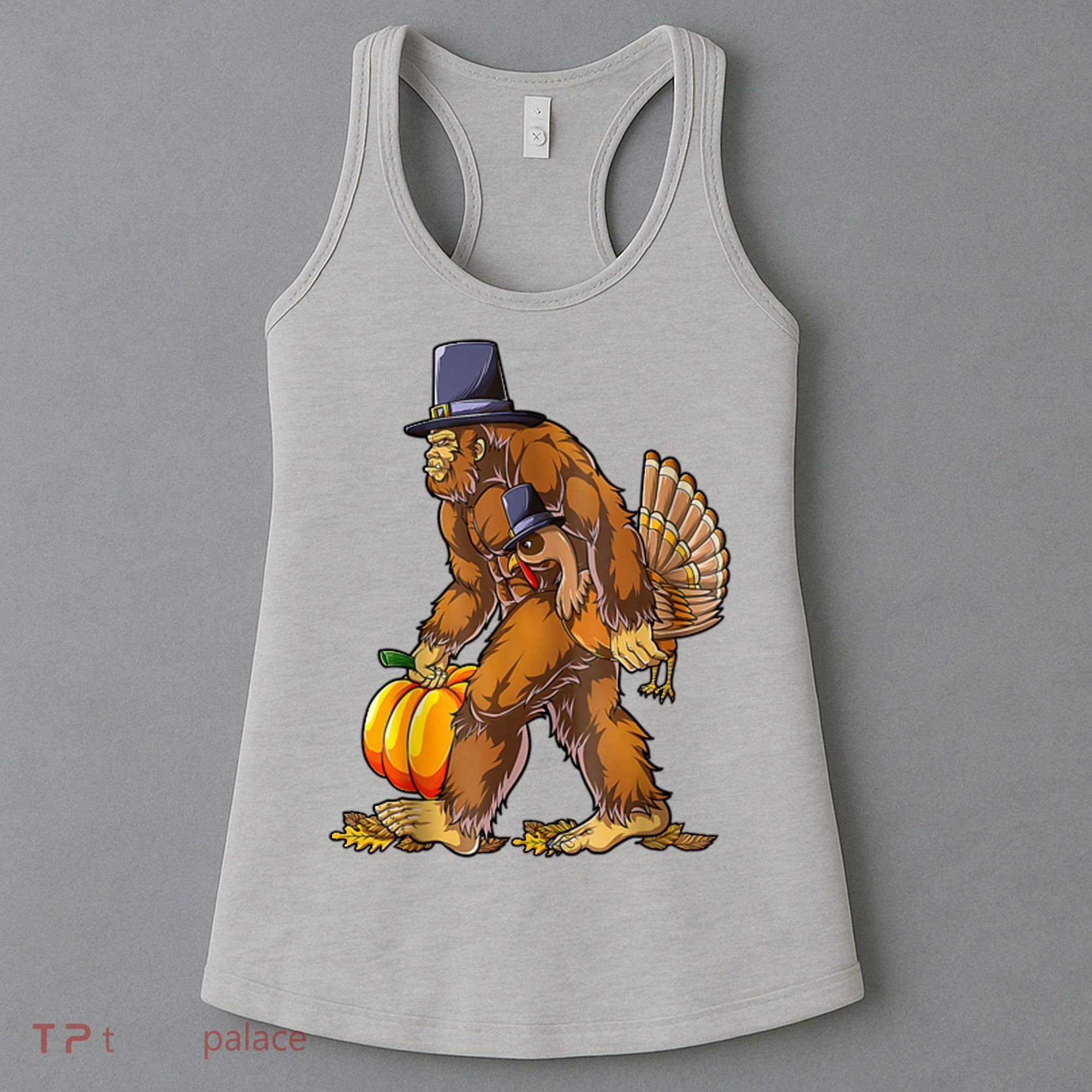 Bigfoot Turkey Thanksgiving Funny Holiday Women's Tank Top