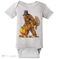 Bigfoot Turkey Thanksgiving Funny Holiday Baby Bodysuit thumb 0