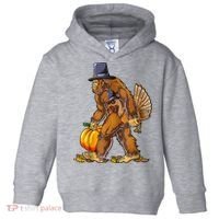Bigfoot Turkey Thanksgiving Funny Holiday Toddler Hoodie thumb 0
