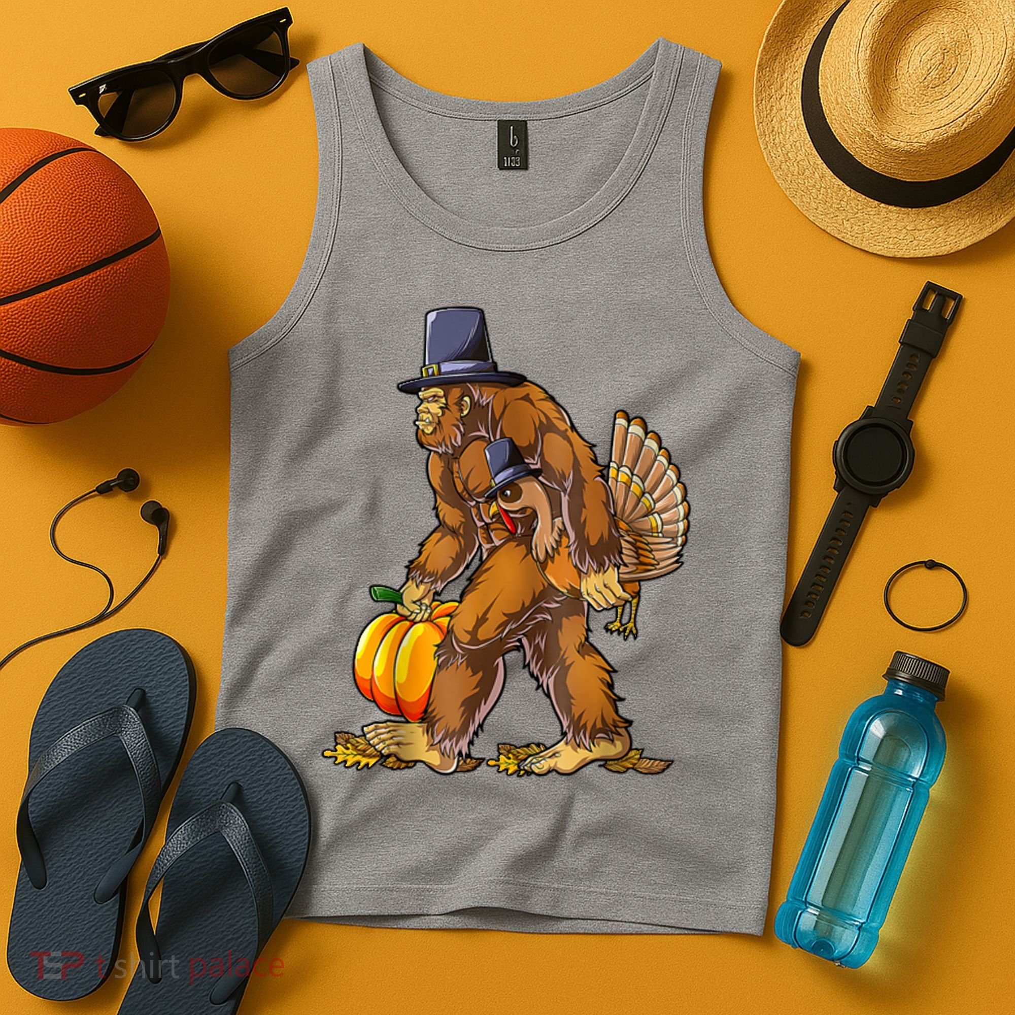 Bigfoot Turkey Thanksgiving Funny Holiday Tank Top