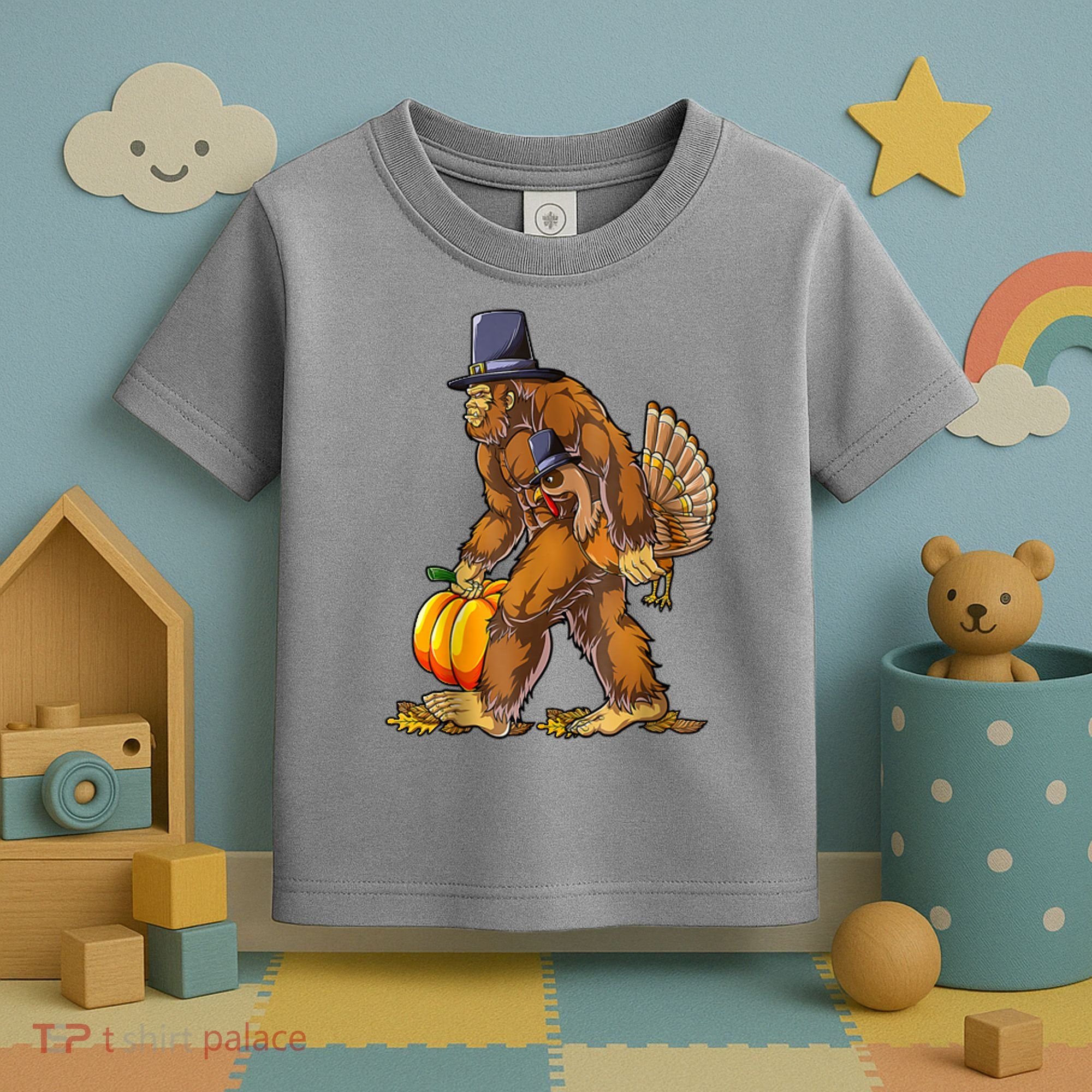 Bigfoot Turkey Thanksgiving Funny Holiday Toddler T-Shirt